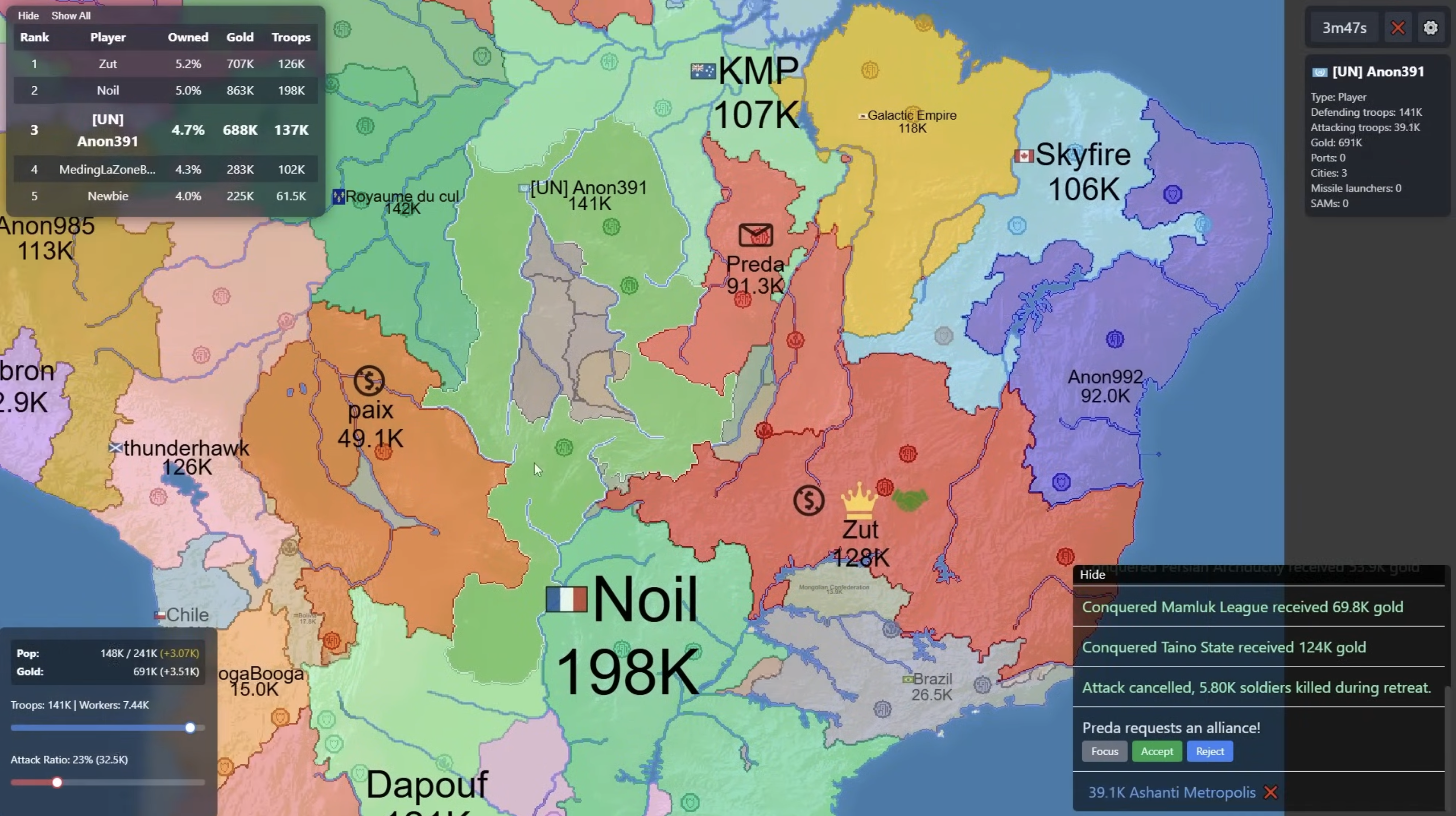 FrontWars Nuke Strategy Guide: Visualization of the correct anti-nuke defense tactics, showing SAM units strategically spread out to prevent the fatal stacking mistake.